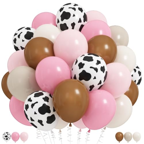 Froova 12-Inch Cowgirl Balloons Set - Cow Print & Pink Western Party Decor