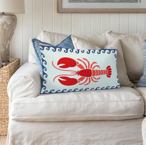 Coastal Lobster 12x20 Pillow Cover - Nautical Beach House Decor