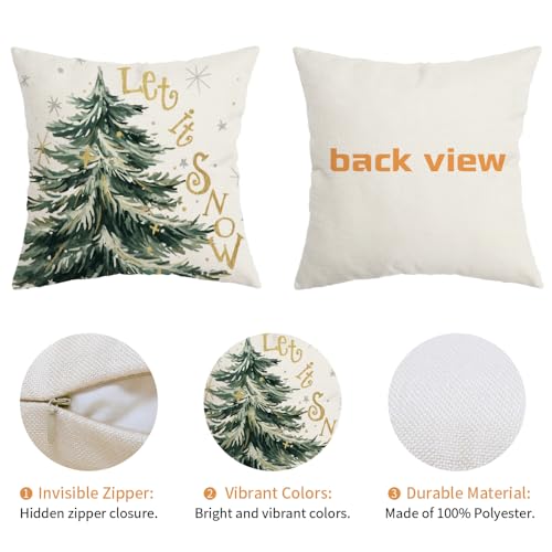AACORS Christmas Pillow Cover 18x18 Inch - Snowflakes & Pine Tree