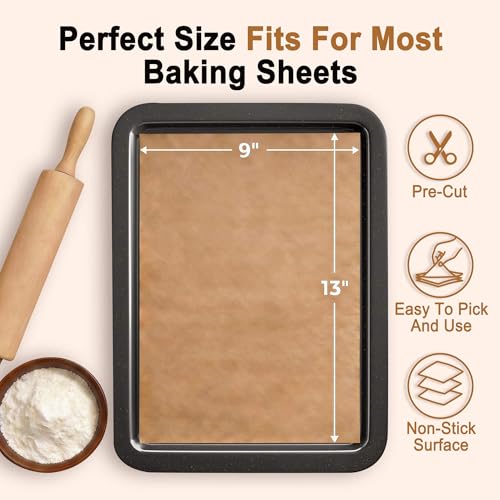 100 Precut Unbleached Parchment Paper Sheets - 9x13 Inches