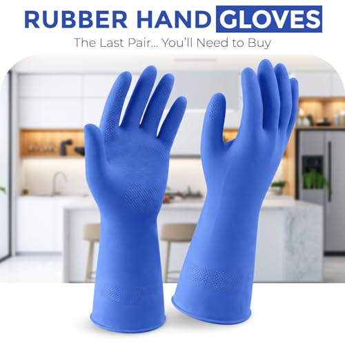 LADWA Reusable Dishwashing Gloves - Non-Slip, Waterproof, Blue (Pack of 1)