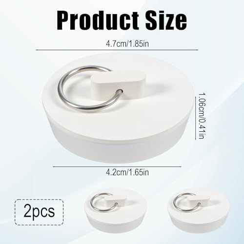 Bremorou 2 Pack Rubber Sink Stopper Plugs - White Drain Covers