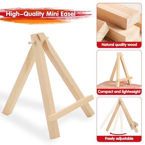 4PCS Mini Wooden Easel Stands for Display & Painting, 9x16cm