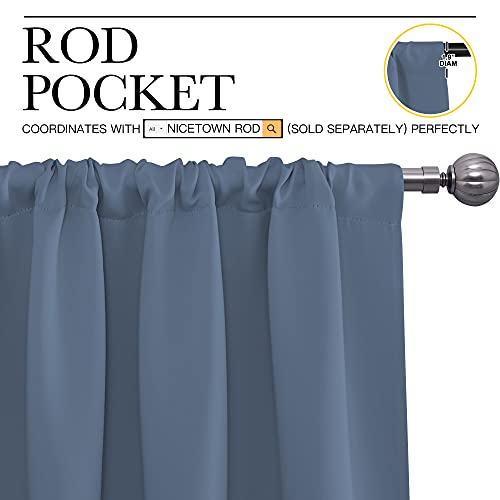 NICETOWN Stone Blue Blackout Curtains, 42"W x 84"L, Set of 2
