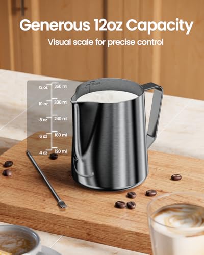 Maestri House 12oz Milk Frothing Pitcher with Latte Art Pen
