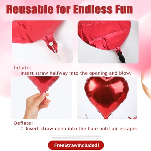 Red XOXO Letter & Heart Foil Balloons Set for Valentine Party Decor