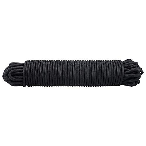 jijAcraft 30M Black Nylon Rope - Heavy Duty Twisted Cord for Camping & Garden