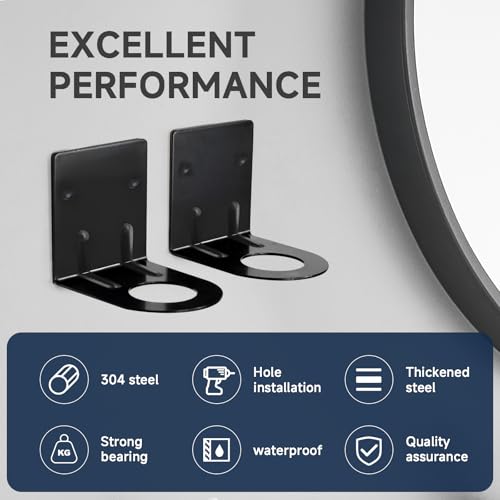 2pcs Black Wall-Mounted Soap Dispenser Holder - 304 Stainless Steel