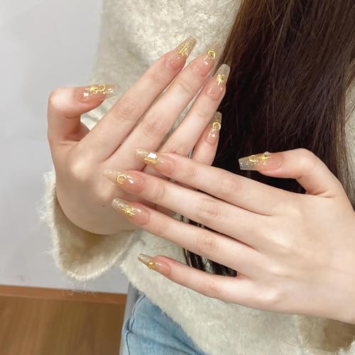Cublive 200Pcs 3D Gold Star Nail Charms Metallic Studs for Manicure DIY