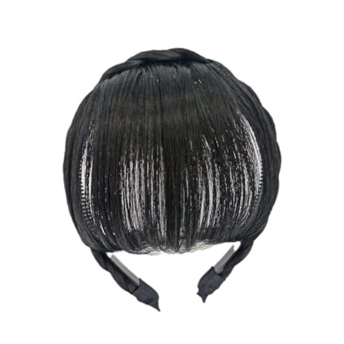 Black Clip-In Bangs Headband Synthetic Hair Piece for Women