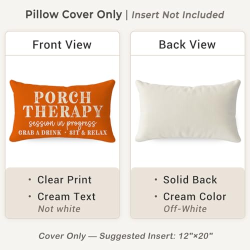 PANDICORN Farmhouse Throw Pillow Cover 12x20 Inch - Orange