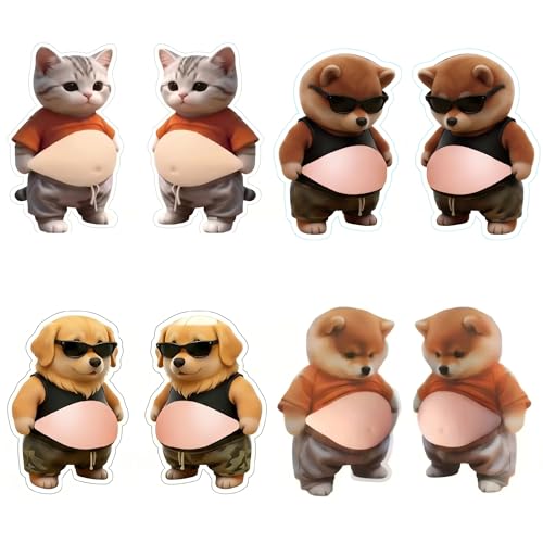 8PCS Squishy Belly Fidget Stickers - Cute Animal Silicone Decals
