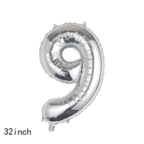 32 Inch Silver Happy Birthday Number 19 Foil Balloon with Crown