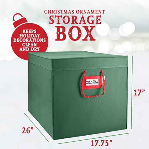HOLDN’ STORAGE Christmas Ornament Storage Box with Dividers - Holds 96 Large 3-Inch Ornaments, Green, with 4 Trays
