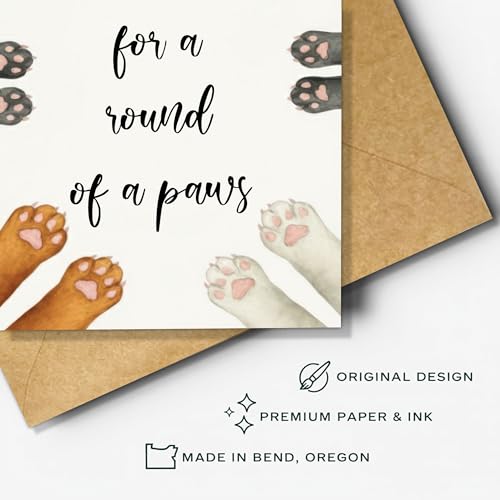 Graduation Cat Lover Card - Round of Paws Congrats with Envelope
