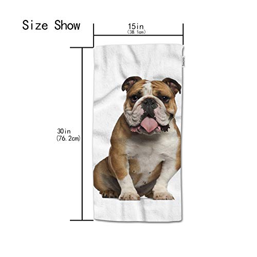HGOD Bulldog Cotton Bath Towel - Soft 15x30" Funny Design