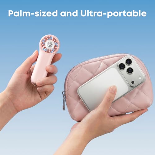 DREAMME Pink Mini Handheld Fan - Portable 4-Speed Personal Cooling Fan for Travel & Makeup