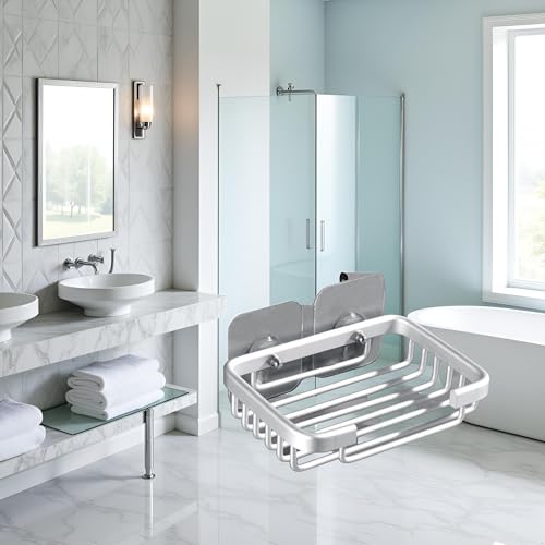 Stainless Steel Soap Holder - Adhesive No-Drill Shower Wall Soap Shelf