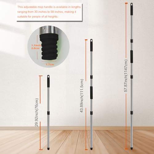 Adjustable Mop Handle Replacement - 30" to 58" Stainless Steel