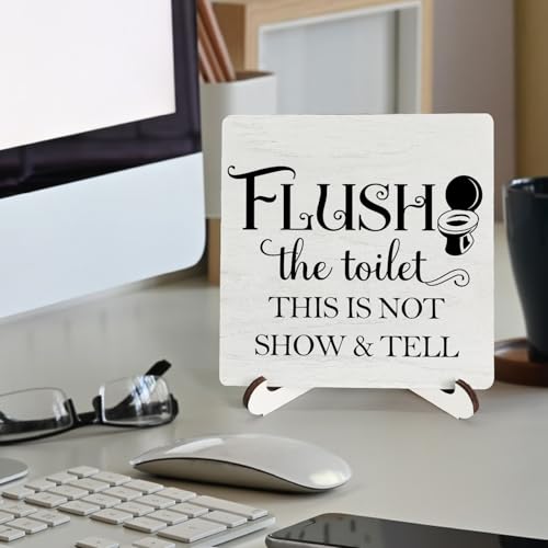 Funny Bathroom Sign - Flush the Toilet 5x5 Wooden Decor
