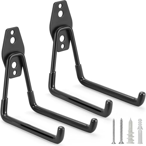 Heavy Duty Garage Hooks for Tool Storage - 2 Pack Wall Mount Hangers