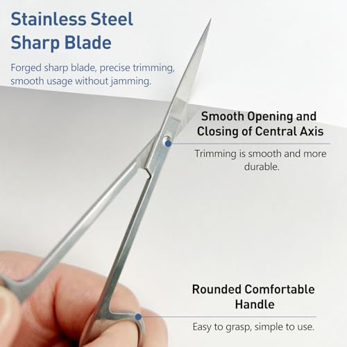Jaasuee Facial Hair Scissors Set - Stainless Steel Curved and Straight Trimmer for Mustache, Beard, Nose and Eyebrow