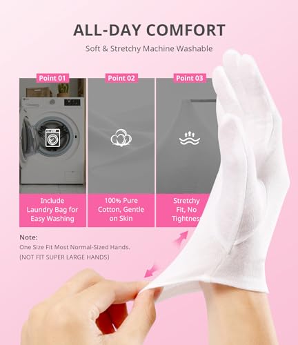 AIRSEE White Cotton Gloves for Moisturizing SPA and Eczema Treatment