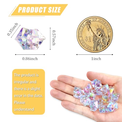 Ceya Clear Holographic Fake Ice Rocks - 220 Pcs Acrylic Vase Fillers