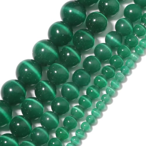 6mm Dark Green Cat Eye Stone Beads Bracelet for Jewelry Making