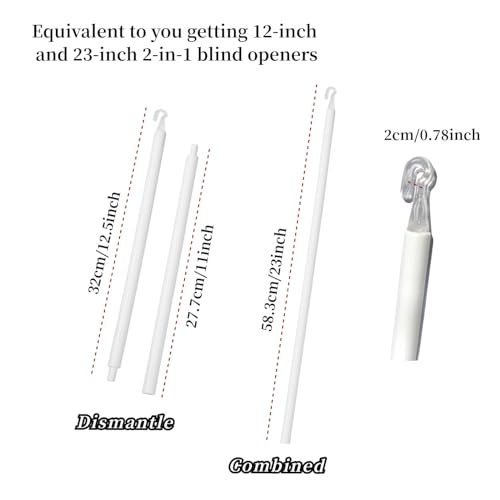 Cansybil 24 Inch White Blind Wand Replacement with Hook - 2 Pack