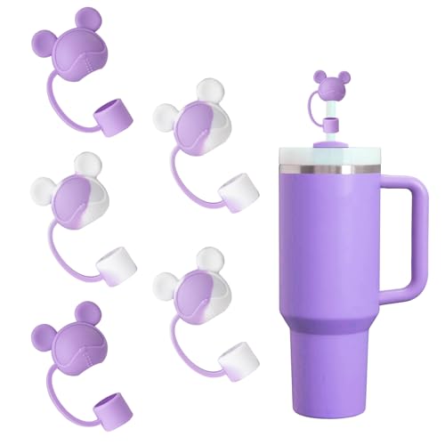 5 Pack Bear Straw Covers for Stanley 30 & 40 oz Tumblers - Reusable Silicone Toppers