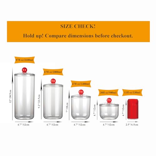 KEKEHOME 900ml Clear Plastic Candy Jar with Airtight Lid for Storage
