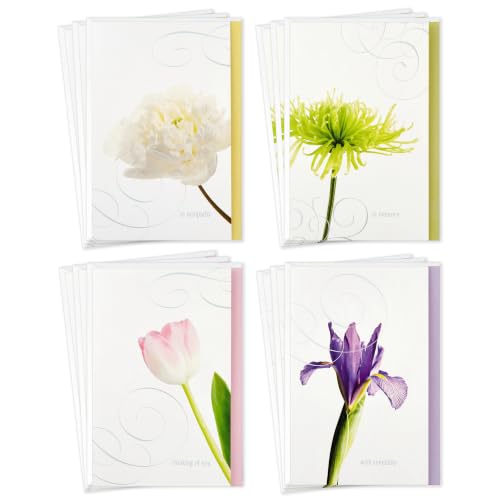 Hallmark Sympathy Cards Boxed Set - 12 Floral Designs with Envelopes