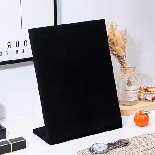 Velvet Ring Display Stand with 50 Slots - L-Shaped Jewelry Organizer
