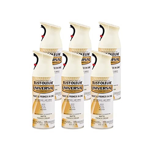 Rust-Oleum Universal All Surface Spray Paint, Matte French Cream, 12 oz (Pack of 6)