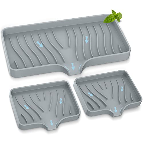 Cool Gray Self-Draining Kitchen Sink Tray - Silicone Soap Holder
