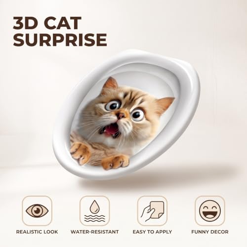 Galepromot 3D Kitten Toilet Lid Sticker - Waterproof Bathroom Decor