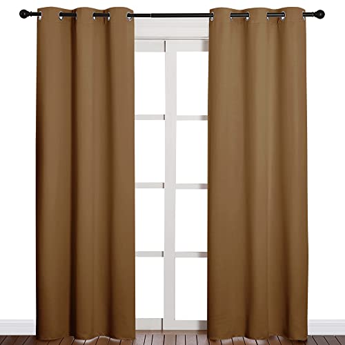 NICETOWN Gold Brown Blackout Curtains – 2 Panels, 42" x 84"