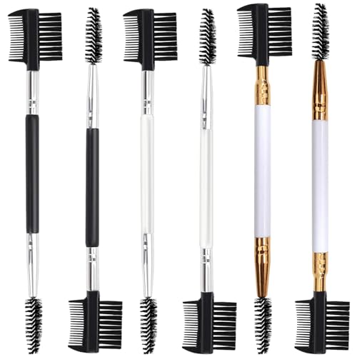 Kootinn 6 Pack 3-Head Eyebrow Brush and Eyelash Comb Grooming Tool