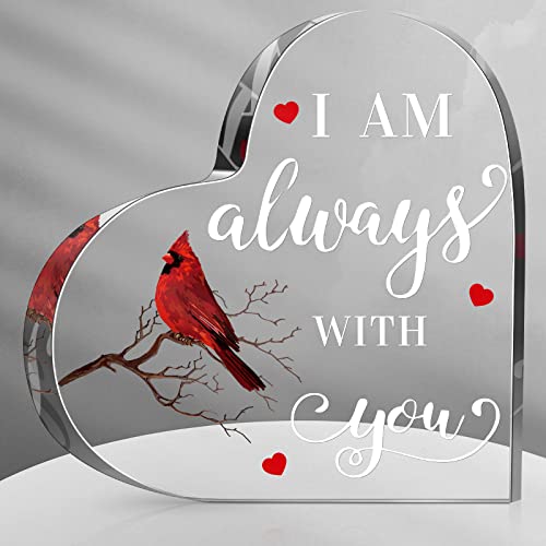 Crystal Glass Cardinal Memorial Gift for Sympathy 5.95 x 6 Inches - Red Bird Keepsake