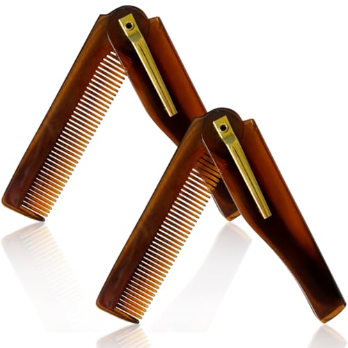 Zoolinn Folding Pocket Comb, 6.69-Inch Amber Finish Fine Tooth Grooming