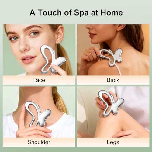 HUGJOG Metal Gua Sha Facial Tool - Butterfly Face Massager for Jawline