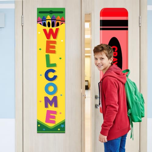2 Pcs Crayon Classroom Door Window Cover - Back to School Decor