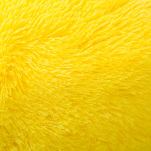 Yellow Faux Fur Throw Pillow Covers Set of 2 - 18x18 Inch