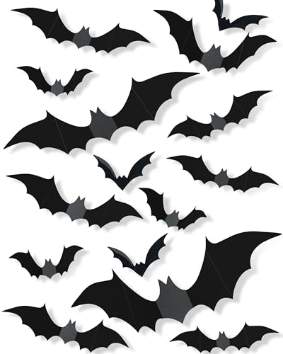 120 Pcs 3D Halloween Bat Decorations - 5 Sizes for Indoor Use
