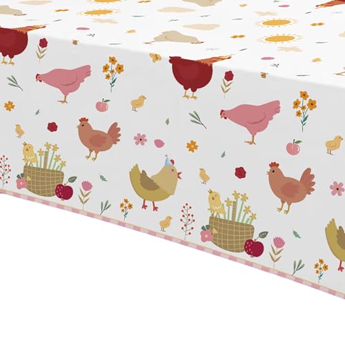 Chicken Party Decorations Tablecloth - 3 Pack, 55x86in