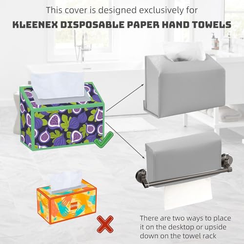 SILFGRLF Leather Hand Towel Dispenser - Waterproof Wall-Mounted Tissue Holder (Gray)