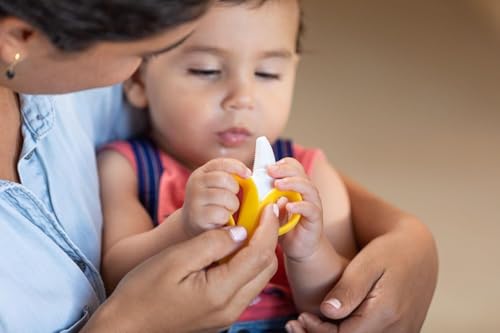 Nuby NanaNubs Gum Massager Baby Teething Toy - Soft Silicone Banana, Yellow, 3 Months+