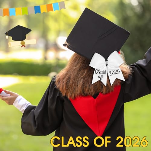 Knitgrip Class of 2026 Graduation Cap Bow White Hair Clip Accessory