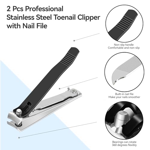 Ithyes Stainless Steel Nail Clipper Set for Thick Nails - 2 Pack